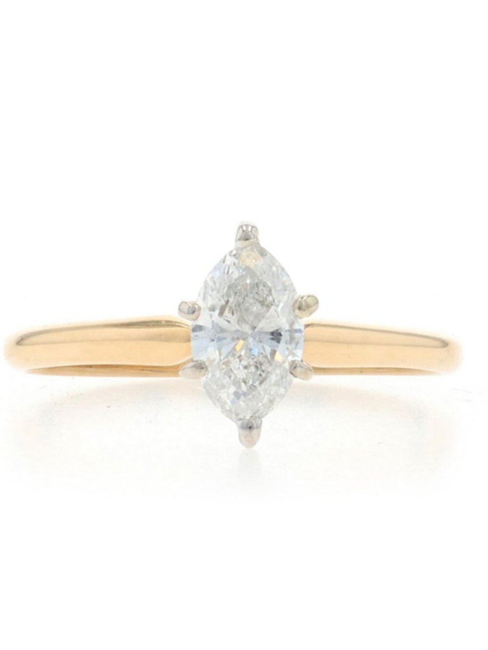 Yellow Gold Diamond Solitaire Engagement Ring - 14k Marquise .50ct